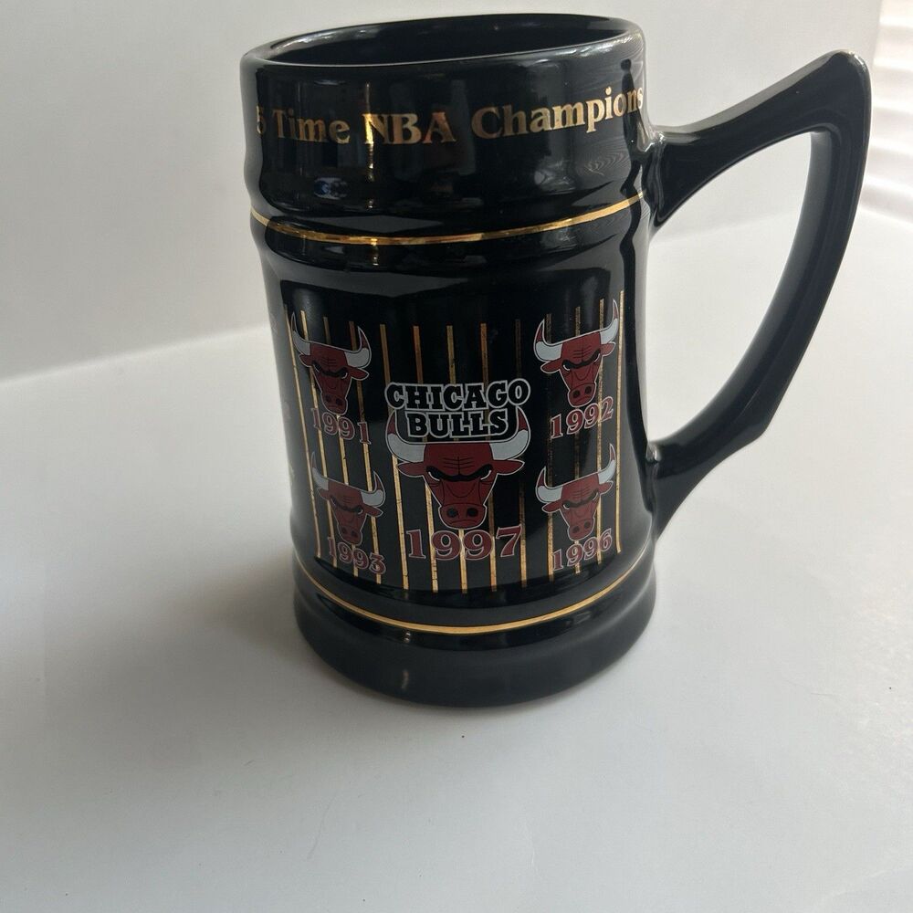Vintage Chicago Bulls 5-Time NBA Champions Ceramic Stein Mug 1997 Limited